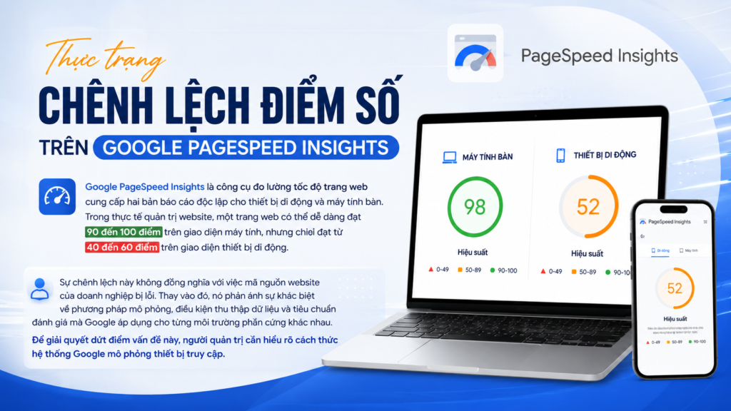 thực trạng chênh lệch điểm số trên google pagespeed insights