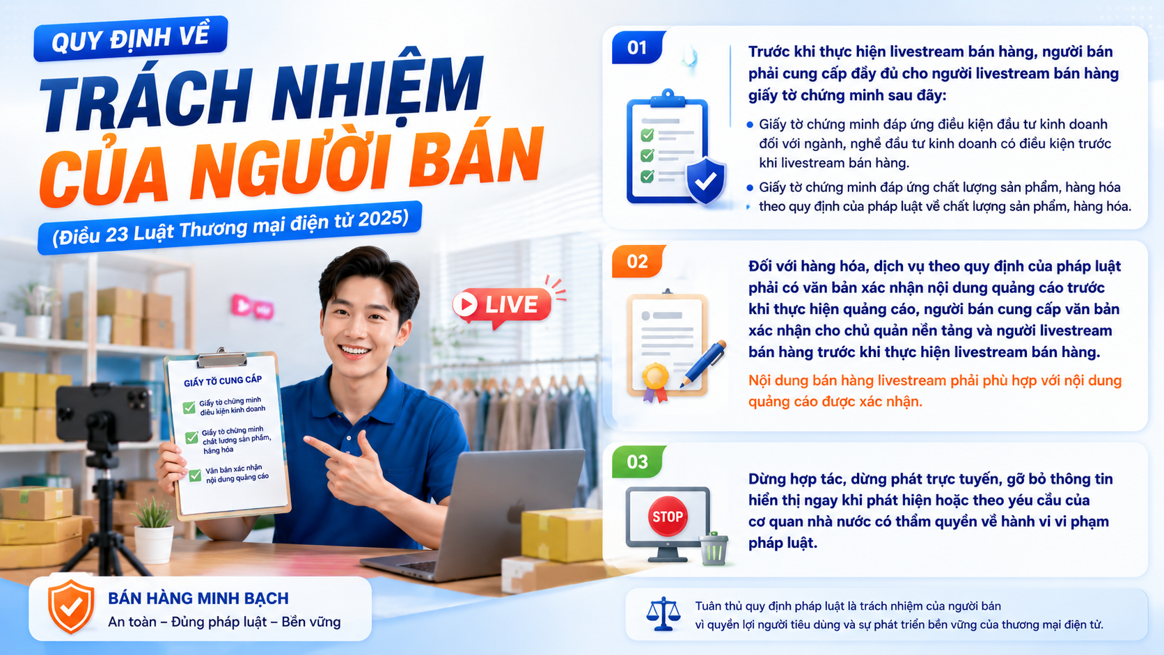 quy định về trách nhiệm của người bán (Điều 23 luật thương mại điện tử 2025)