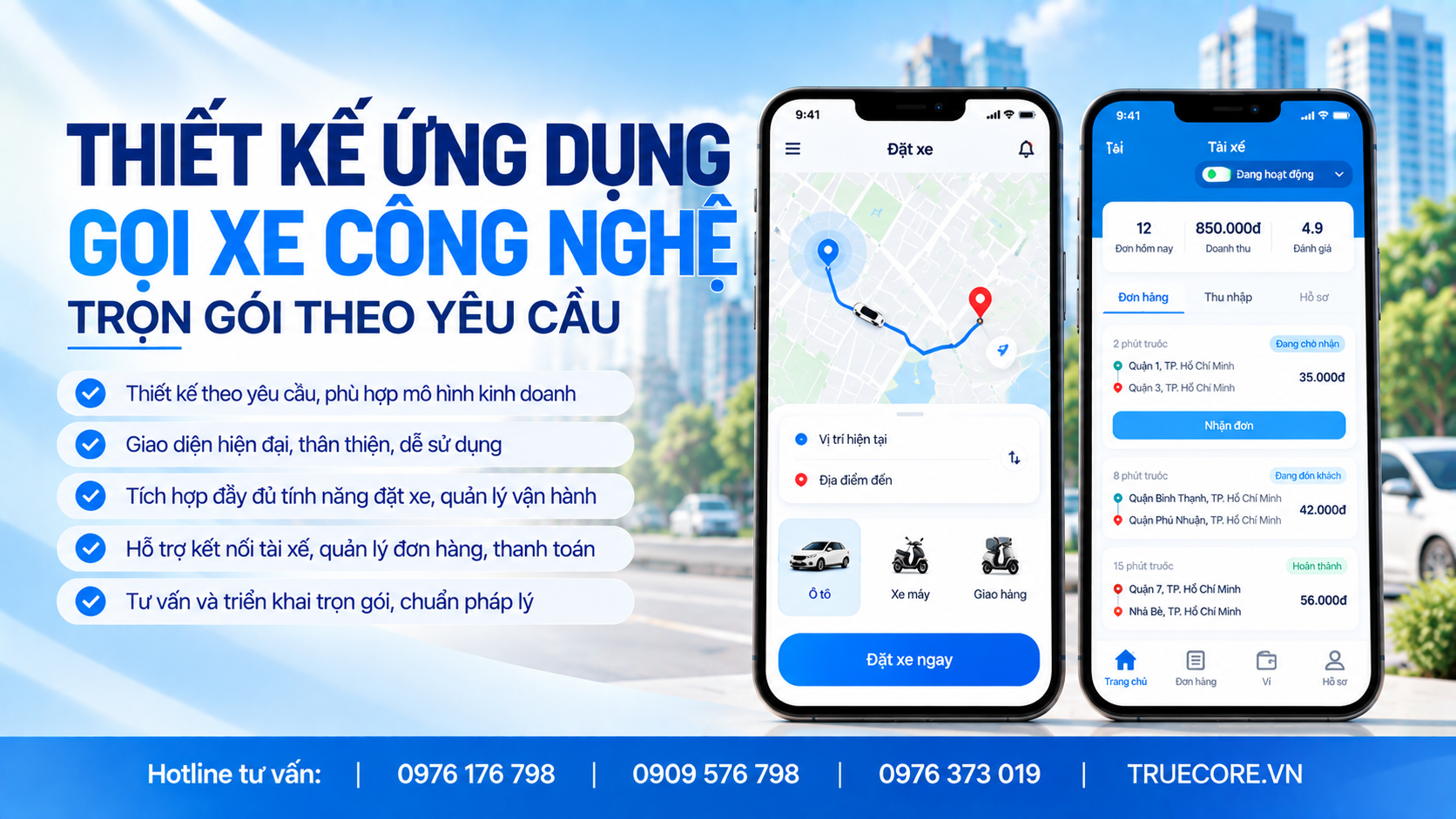 dịch vụ thiết kế app gọi xe công nghệ trọn gói