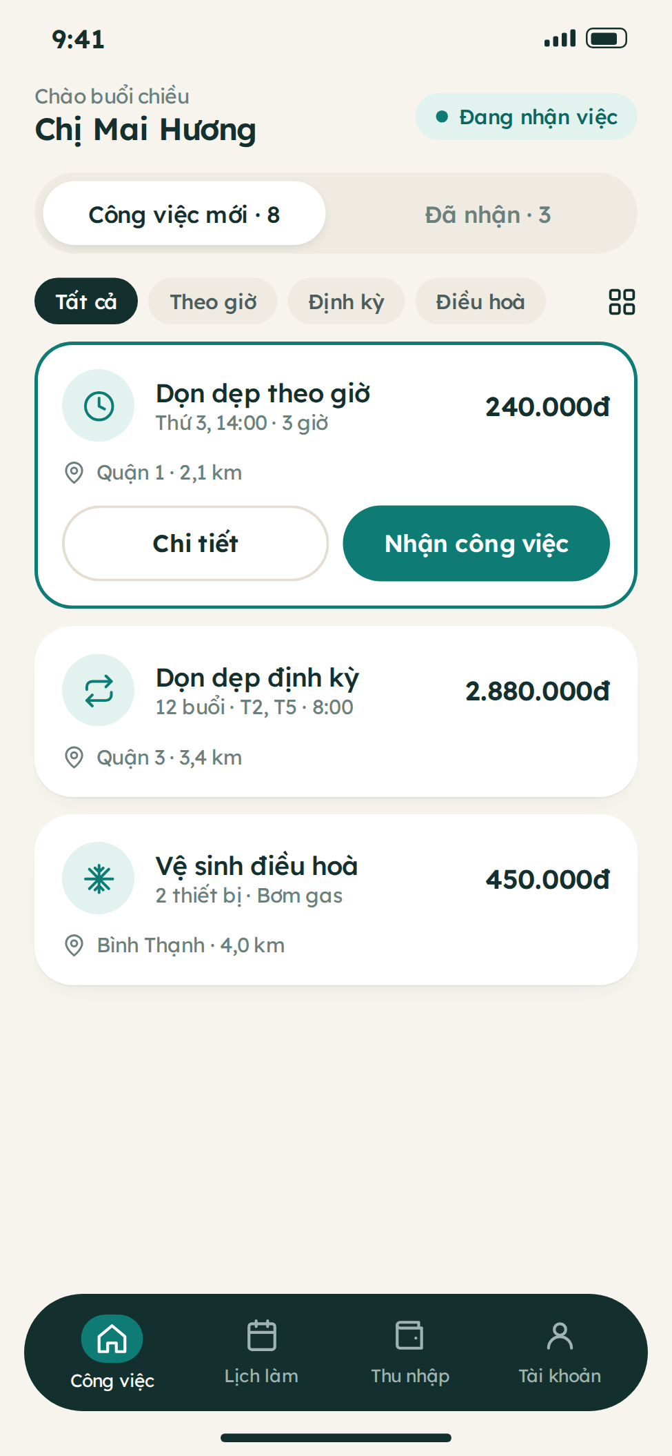 Thiết kế app dịch vụ giúp việc chuyên nghiệp
