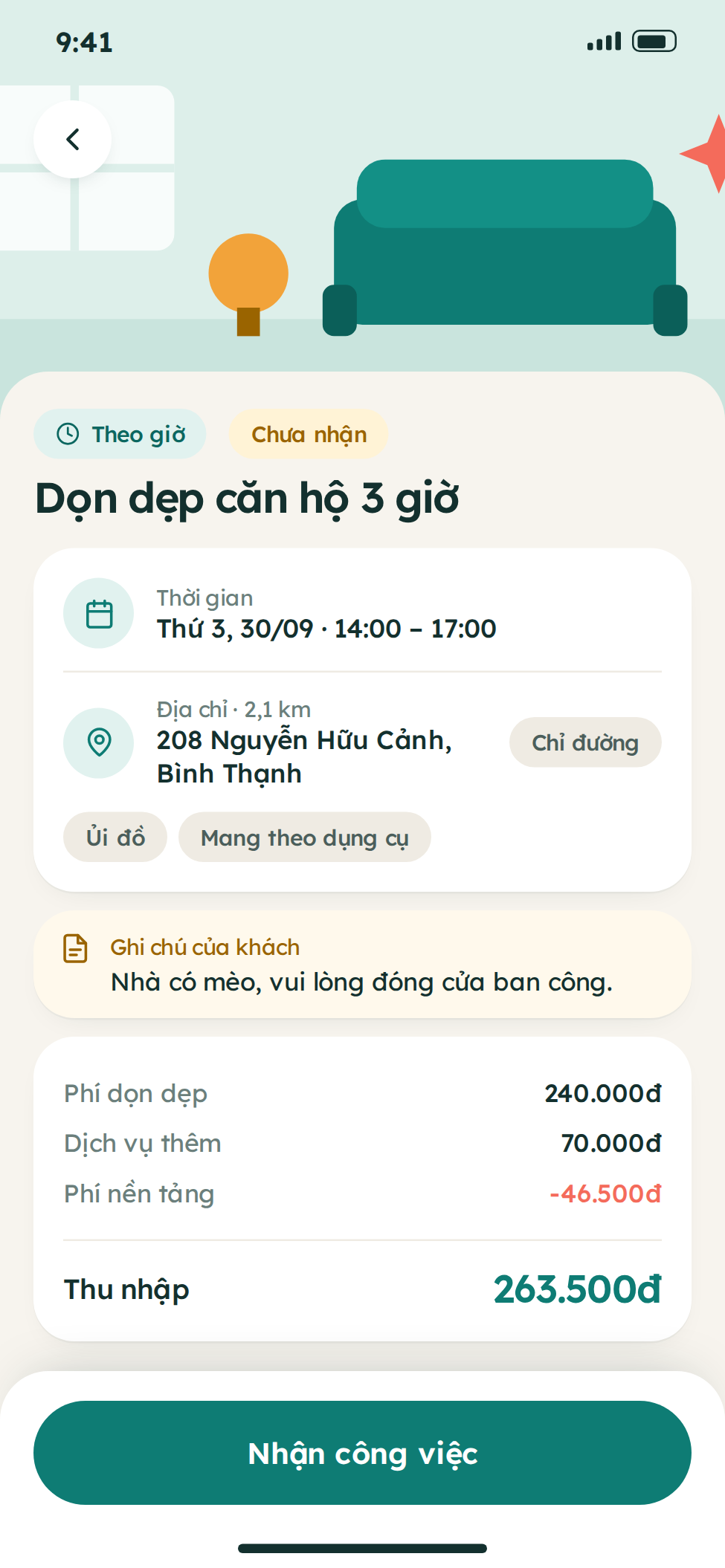 App dịch vụ giúp việc dành cho khách hàng