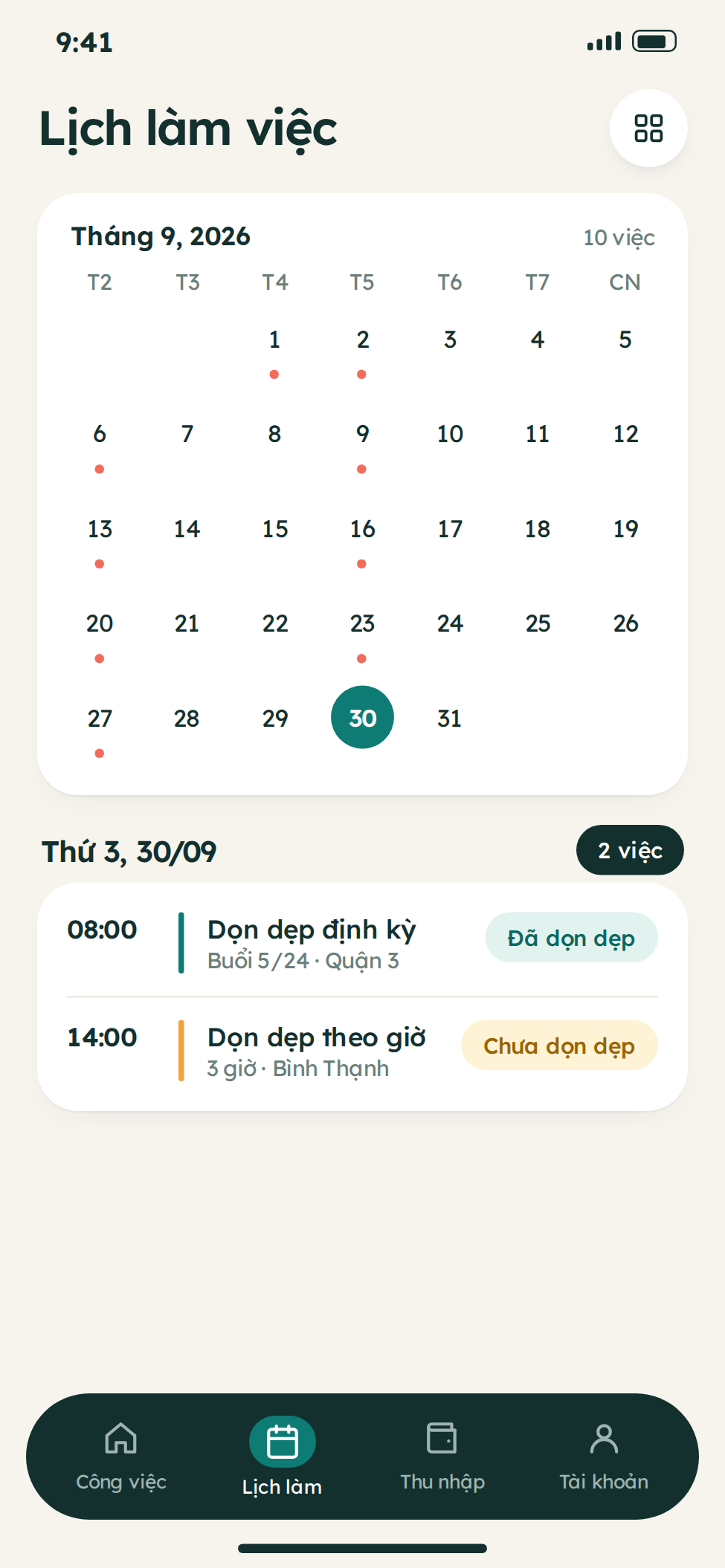 Thiết kế app dành cho người giúp việc