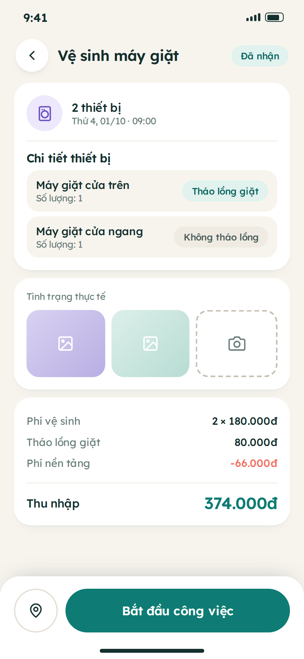 Quy trình đặt dịch vụ giúp việc trên app