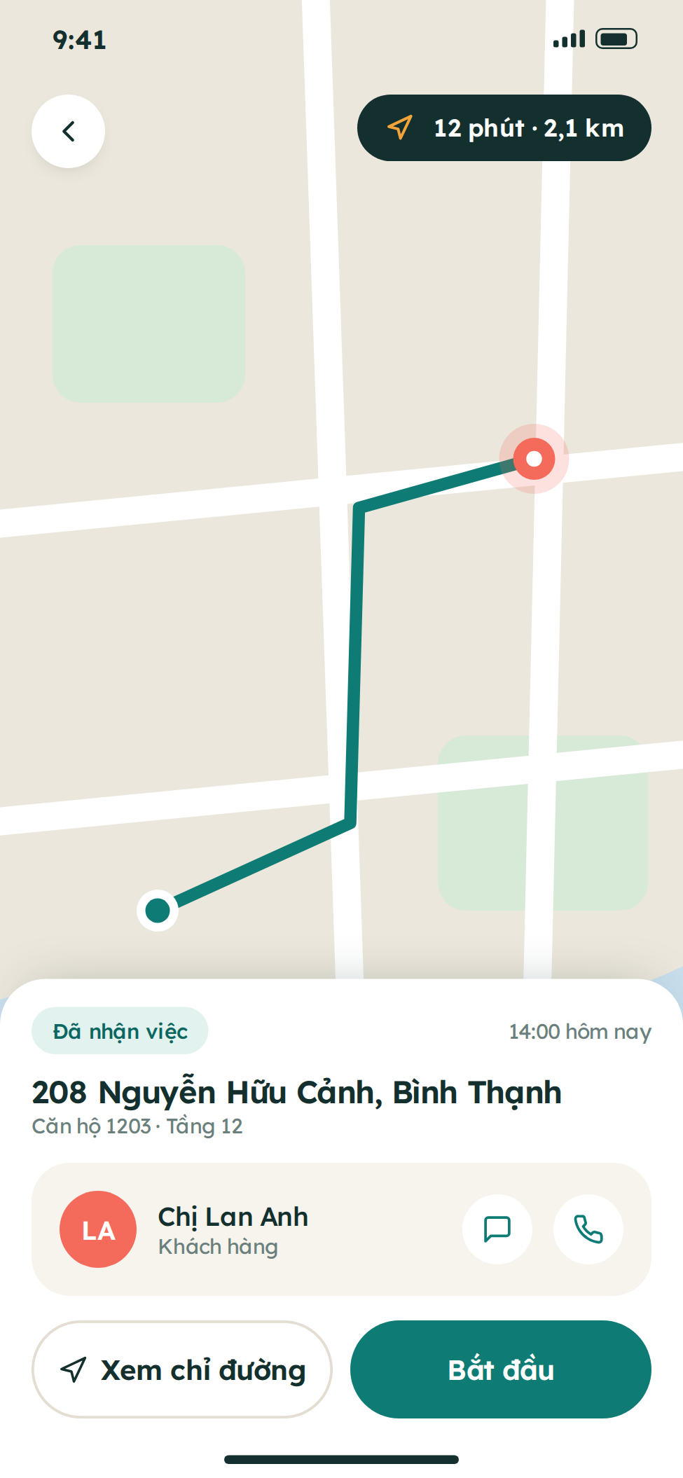 Tính năng GPS bản đồ thanh toán trong app giúp việc