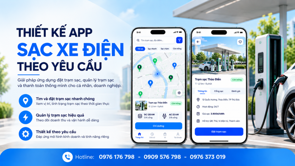 thiết kế app sạc điện theo yêu cầu